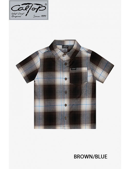KS001 S/S PLAID : Brown-Blue