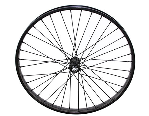 26" x 2.125 Steel Front Bike Wheel 36 Spoke Black