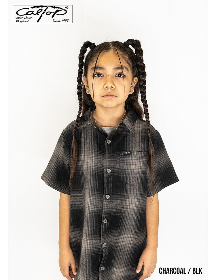 KS001 S/S PLAID : Charcoal-Black