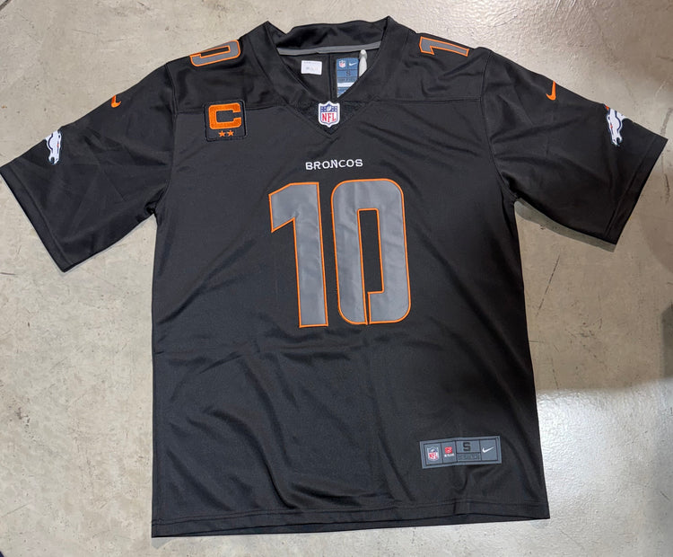 Denver Broncos Bo Nix Jersey # 10 Black orange with Captain Patch replica