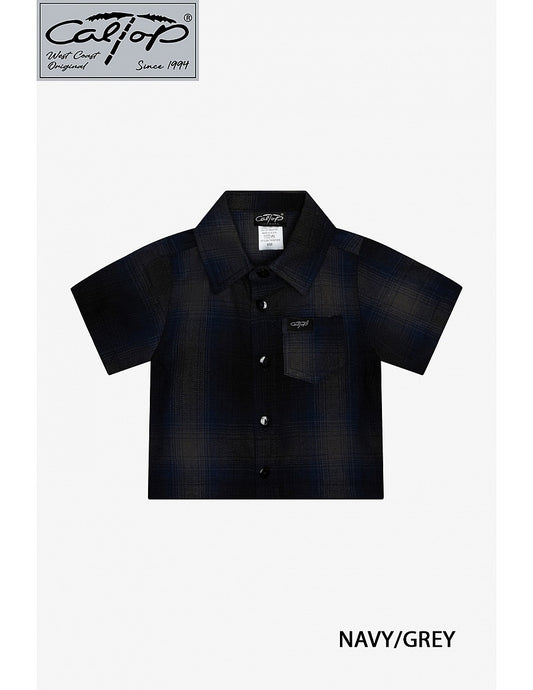 KS001 S/S PLAID : Navy-Grey