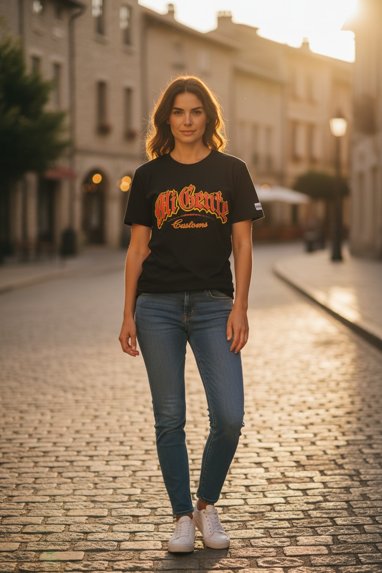 Mi Gente Customs Black with Red Yellow Letters