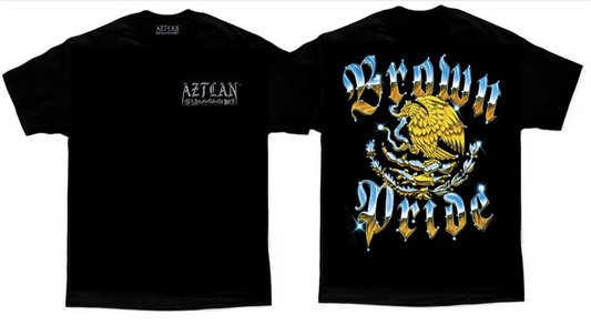 Aztlan T Tee Shirt Brown Pride Golden Eagle Lowrider