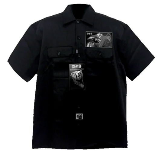 DGA Work Shirt Reflections Black Button up Lowrider Art David Gonzales