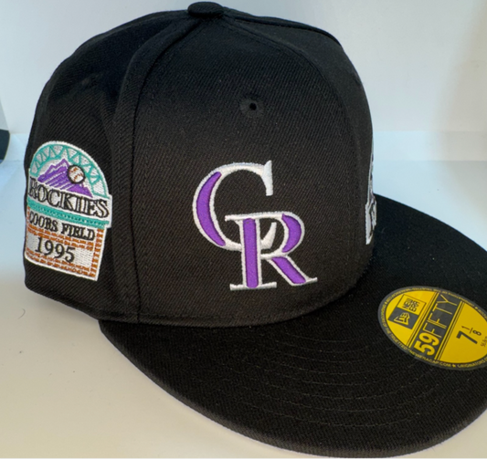 Colorado Rockies Purple Black patches New Era Fitted Hat Cap