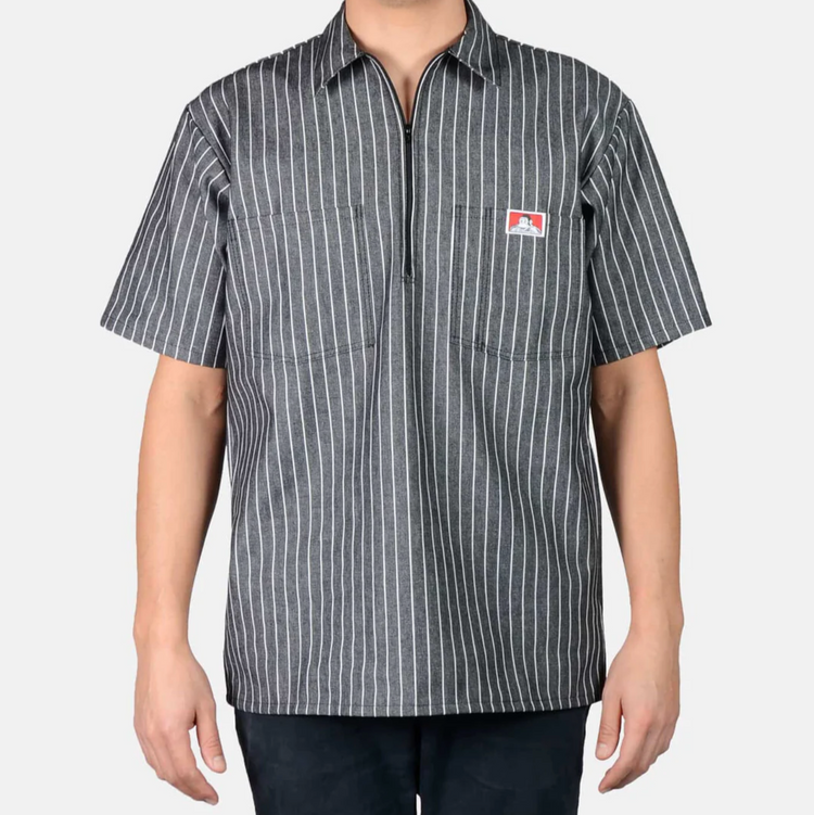 Ben Davis Stripe Short Sleeve 1/2 zip shirt