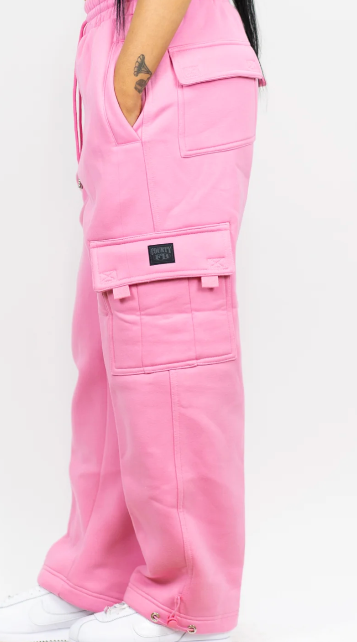 FB County Baggy Heavyweight Cargo Fleece Pink Sweatpants