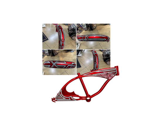 20" inch Custom Candy Red Skull patterned out Frame and Fenders set