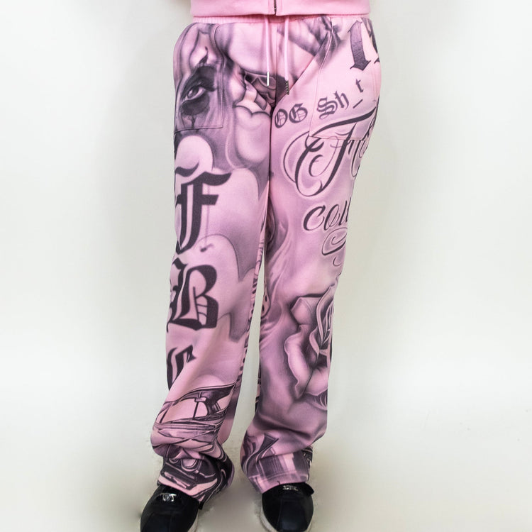 FB County Womens Tatted Up Tracksuit (Full Set) Pink Black