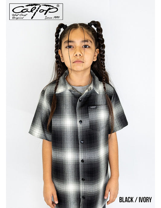 KS001 S/S PLAID : Black-Ivory