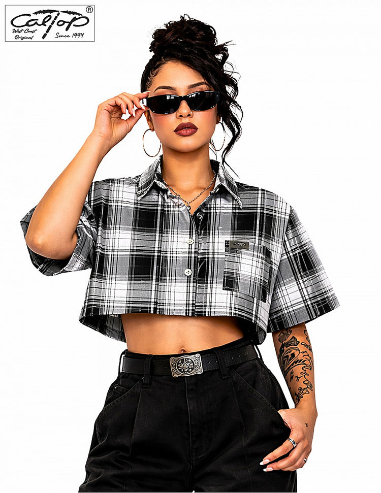 1000 S/S Girls Crop Tops : White-Black