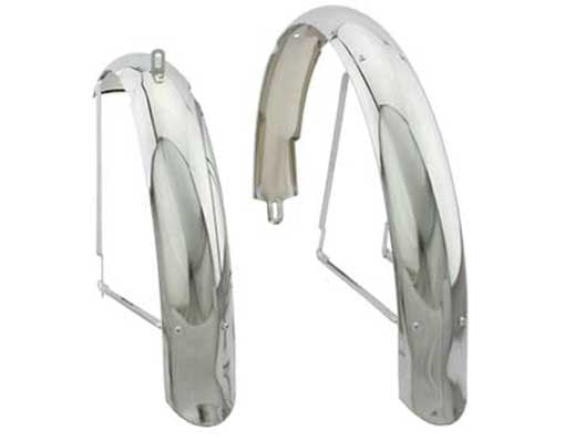26" Flared Adjustable Stander Balloon Fender Set Chrome.