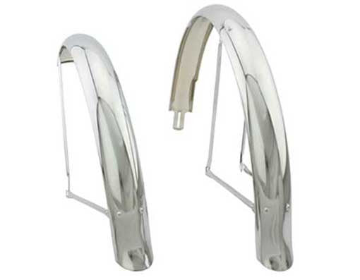 26" Flared Adjustable Middleweight Fender Set Chrome.