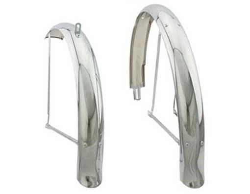 26" Flared Stander Middleweight Fender Set Chrome.