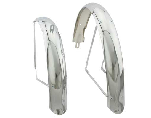 26" Limo Flared Stander Balloon Fender Set Chrome.