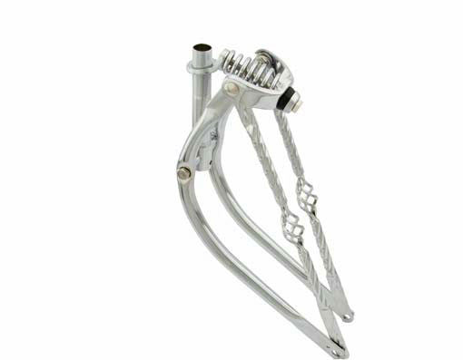 20" Bent Spring Fork 1" w/Twisted Cage Bars Chrome.