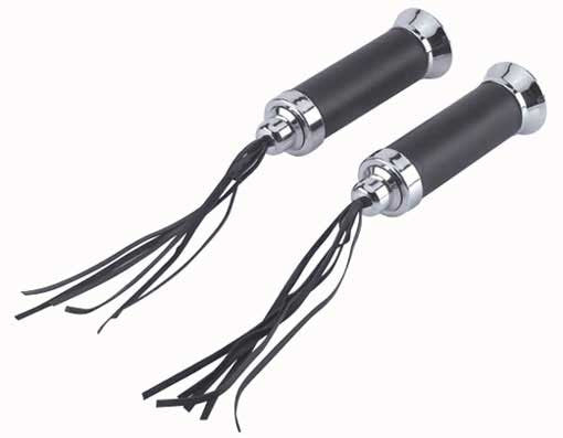 Grips Leather w/Styreamers Black/Chrome