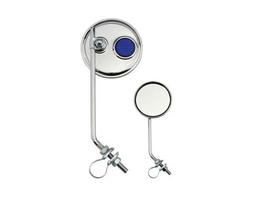 Round Mirror Chrome Blue Reflectors.