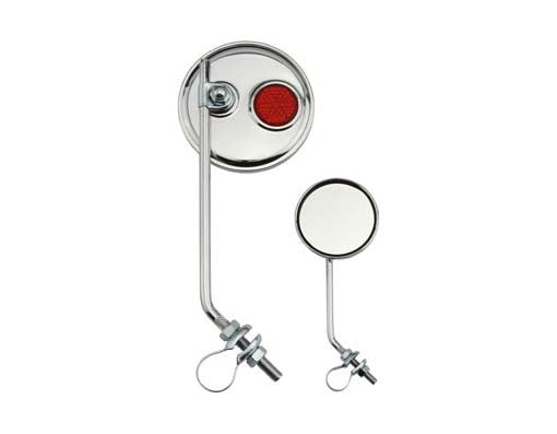 Round Mirror Chrome Red Reflectors.