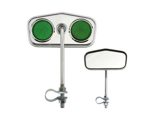 Diamond Mirror Chrome Green Reflectors.
