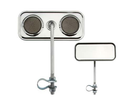 Rectangle Mirror Chrome Black Reflectors.