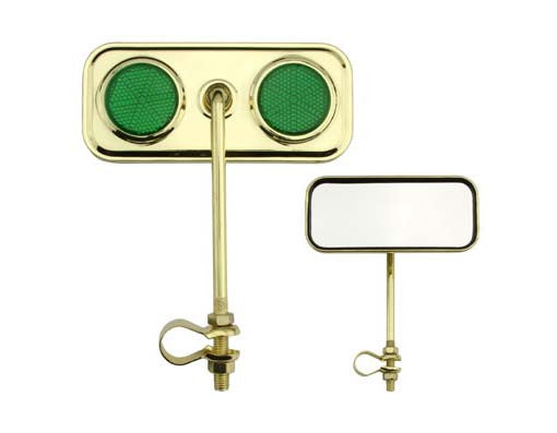 Rectangle Mirror Gold Green Reflectors.