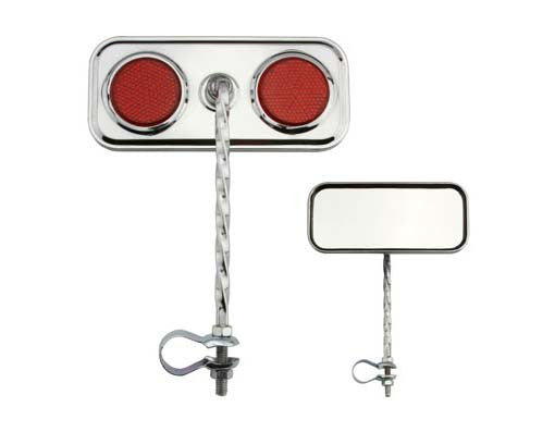 Rectangle Twisted Mirror Chrome Red Reflectors.