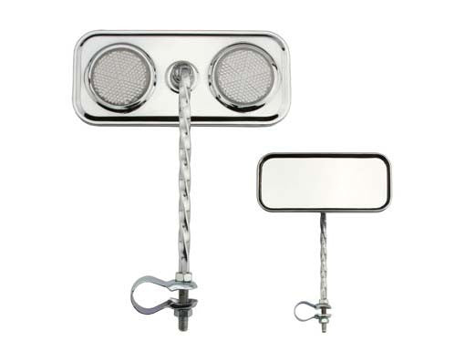 Rectangle Twisted Mirror Chrome Clear Reflectors.