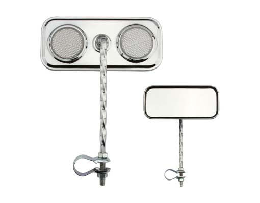 Rectangle Twisted Mirror Chrome Clear Reflectors.