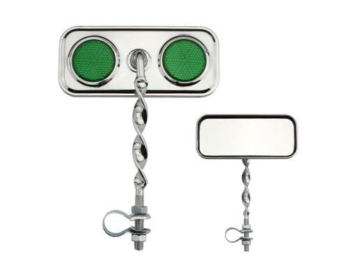 Rectangle Flat Twisted Mirror Green Reflectors.