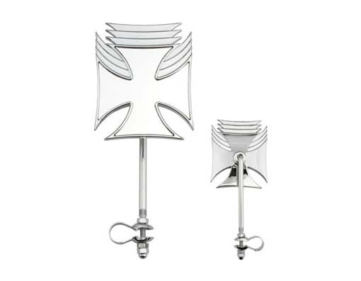 Iron Cross Mirror W/Wing Chrome
