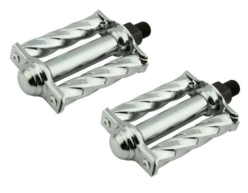 Mini Square Twisted Pedals 1/2" Chrome.