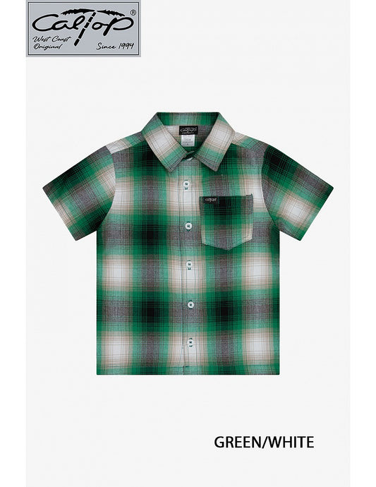 KS001 S/S PLAID : Green-White