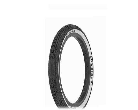 Lowrider Raised Letter Tire 16 x 1.75 Black/White Side Wall HF-120A.