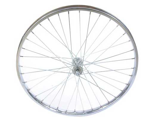 26" x 1.75 Steel Bike Front Wheel 36 Spoke Chrome
