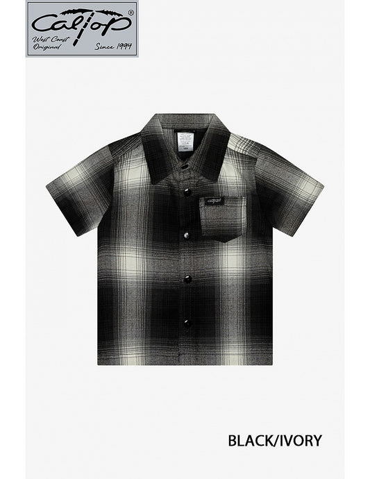 KS001 S/S PLAID : Black-Ivory