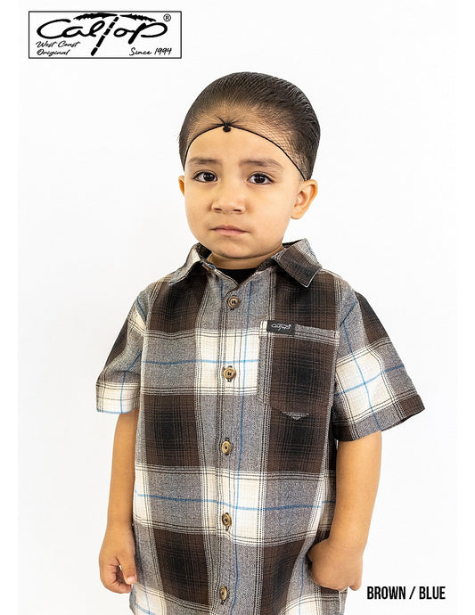 KS001 S/S PLAID : Brown-Blue