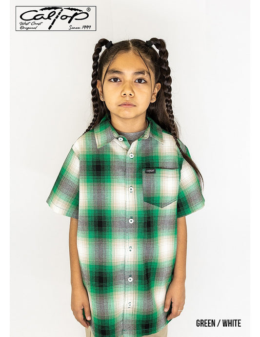 KS001 S/S PLAID : Green-White
