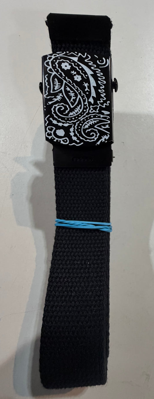 Canvas Black Web Military Belt Black Bandana Buckle 60 " 70 " 80 "