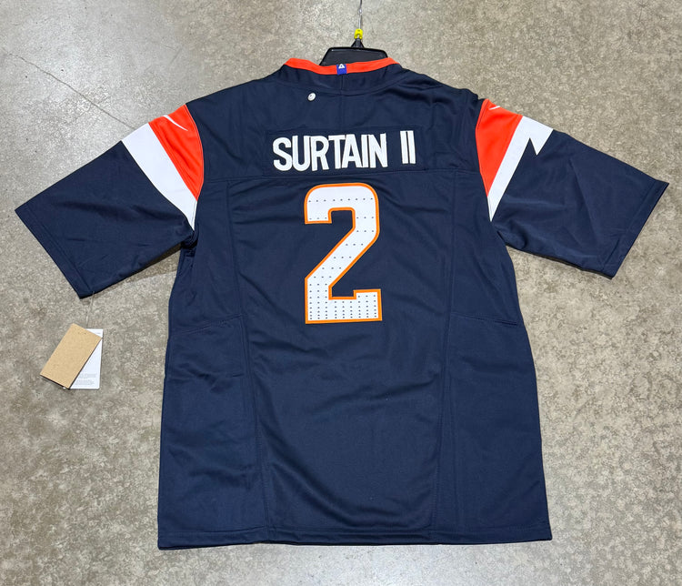 Denver Broncos Patrick Surtain Jersey with Captain Patch # 2 Blue