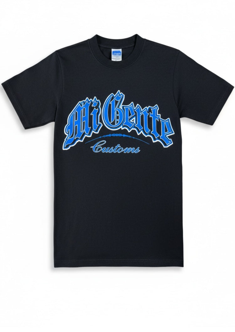 Mi Gente Customs Black with Royal Blue Letters