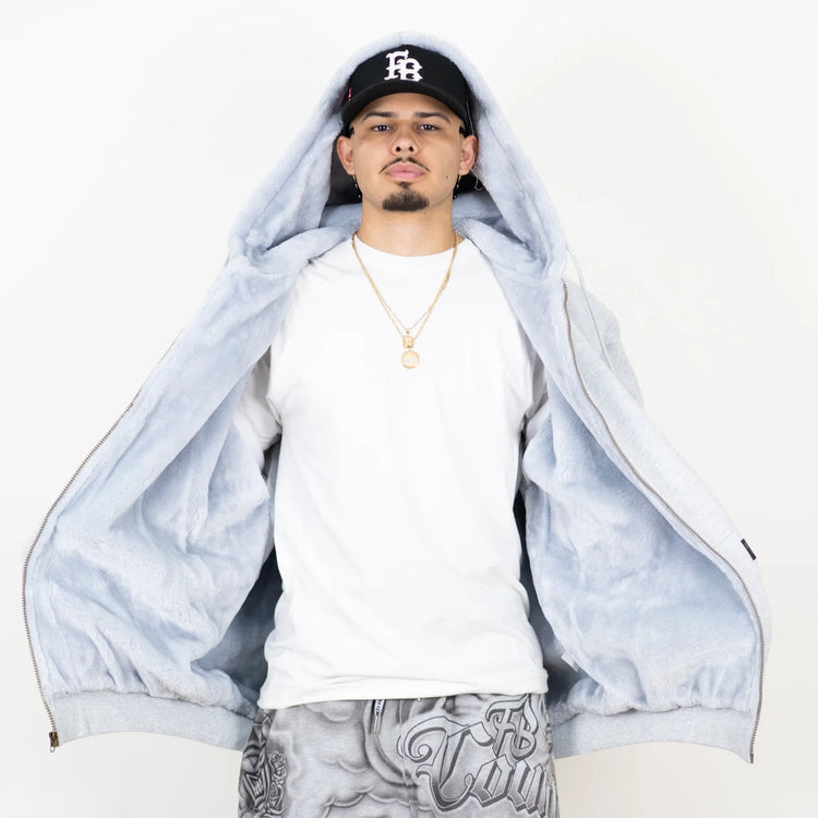 FB County Heavyweight Cozy Zip-Up Hoodie Grey Gray