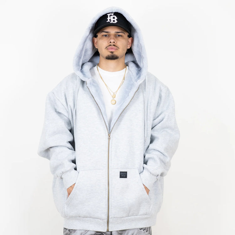 FB County Heavyweight Cozy Zip-Up Hoodie Grey Gray
