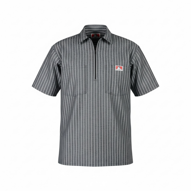 Ben Davis Stripe Short Sleeve 1/2 zip shirt