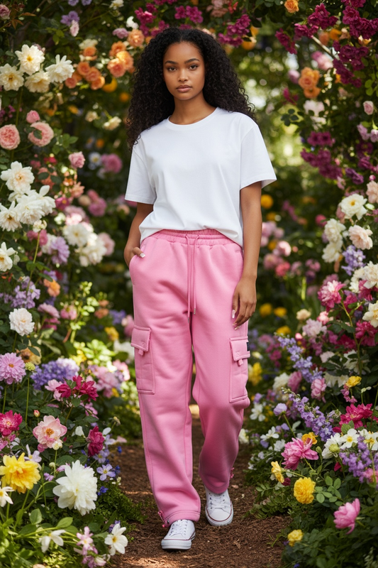 FB County Baggy Heavyweight Cargo Fleece Pink Sweatpants