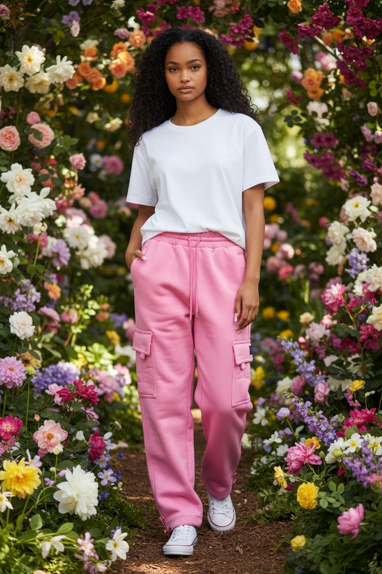 FB County Baggy Heavyweight Cargo Fleece Pink Sweatpants