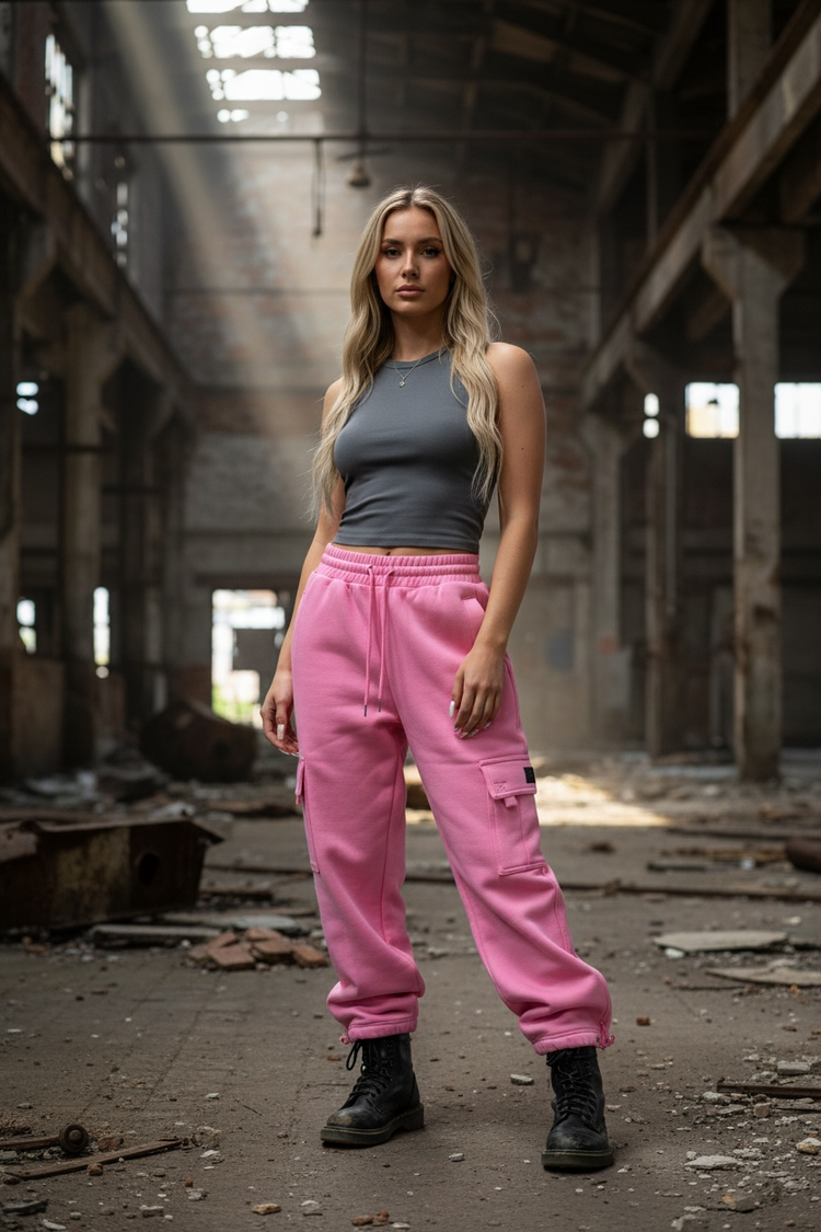 FB County Baggy Heavyweight Cargo Fleece Pink Sweatpants