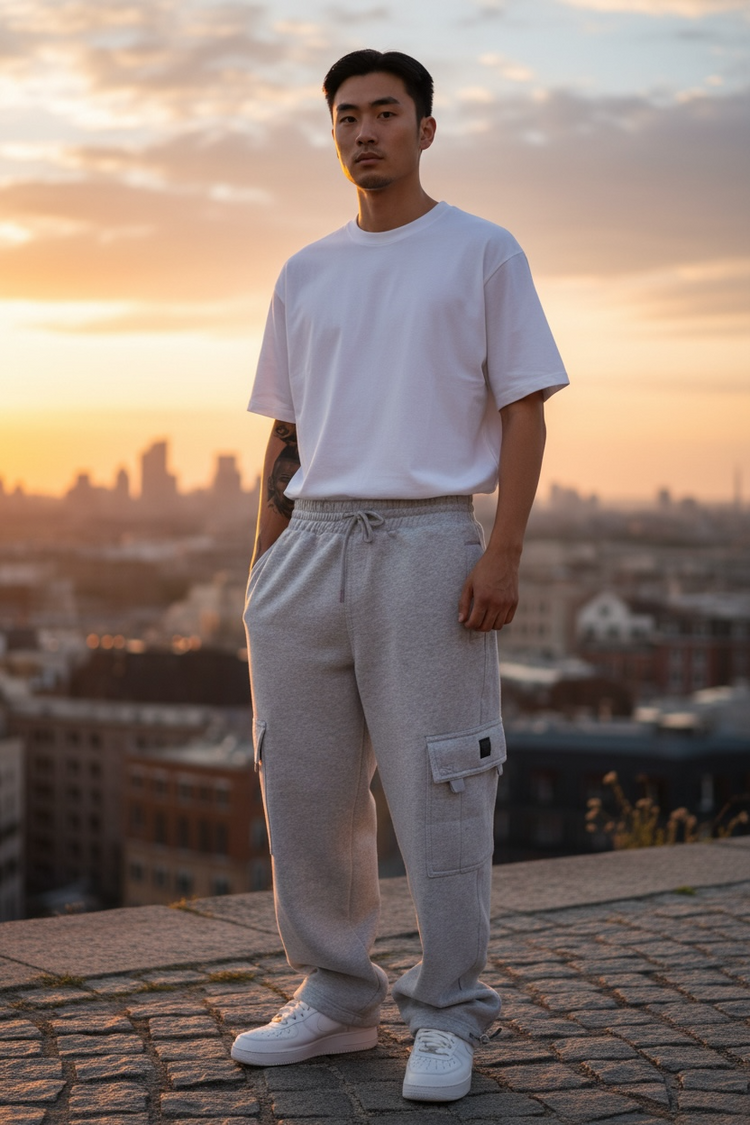 FB County Mens and Womens Heavyweight Baggy Cargo Sweatpants Unisex S-3XL