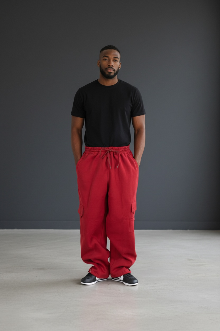 FB County Mens and Womens Heavyweight Baggy Cargo Sweatpants Unisex S-3XL