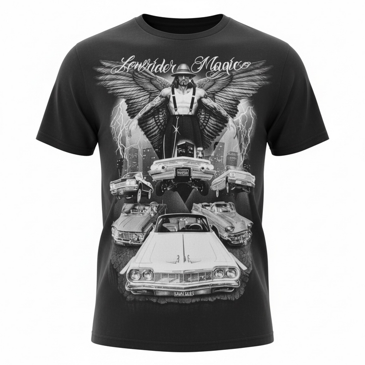 Lowrider Magic Chicano Art David Gonzales DGA T Shirt Black